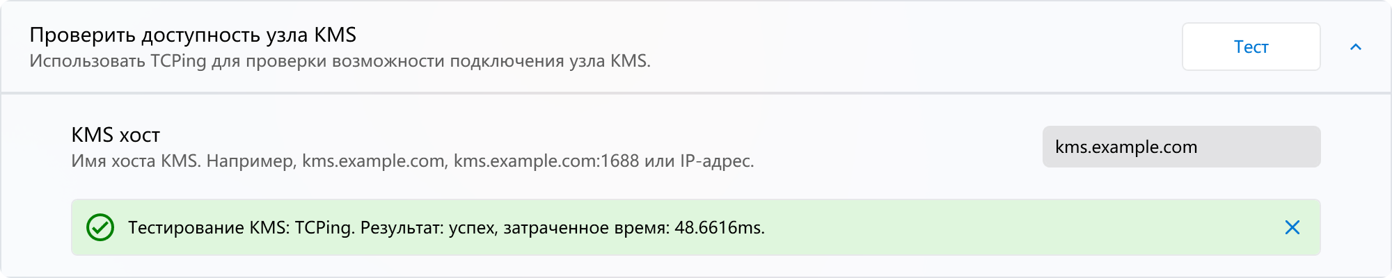 Проверка хоста KMS